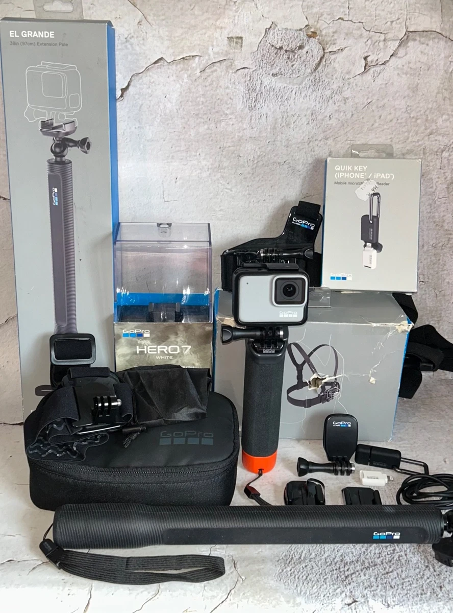 GoPro Hero7 Blanco Cámara Selfie Flotador El Grande Cabeza Pechos Arnés Quik Bolsa para Llaves