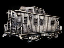 LA01118 REALLY NICE VINTAGE 1979 CUT-OUT TRAIN  CABOOSE  RAILROAD BUCKLE