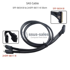 50cm SFF-8654 8i to 2 SFF-8611 4i OCuLink Slim SAS PCIe 4.0 Splitter Cable