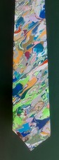 Vtg WILD Psychedelic Marbled Pattern Poly Neck Tie 1970s 80s 4" Wide EXC COND