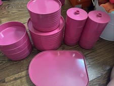Set of Vintage Heller Massimo Vignelli PINK Stackable Made In Italy