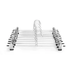 Pants Hangers with Clips Heavy Duty 10 Pack Adjustable Metal Pants Hanger Skirt