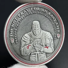 Knight Templar Challenge Coin Red Cross Crusaders Medal Creed Token in Capsule