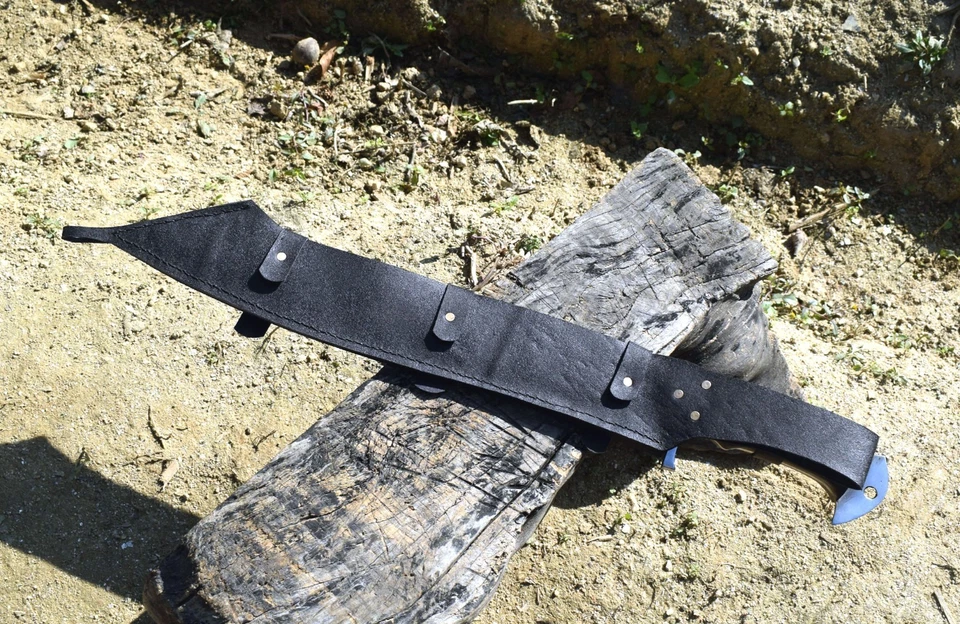 Machete hecho a mano Nepalí/Kukri MUkti hoja de acero al carbono de 17", mango Full Tang Foto 4 de 4