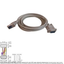 Cable Video Multisync Monitor D-Sub DB DB9 9-Pin VGA HD HD15 15-Pin Male 6FT