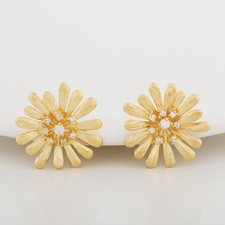 2PCS 18K Gold Plated Brass Cubic Zirconia Daisy Flower Charm Pendant GM18