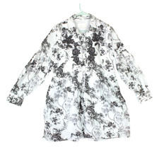 Anthropologie Lavinia Floral Embroidered Shirt Dress Gray Ombre Button Up Sz 10