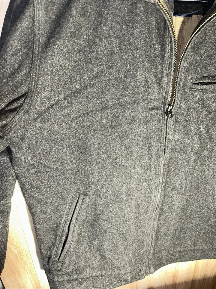 Vintage Abercrombie Fitch 92 Jacket Mens XL Gray Wool Full Zip Quilted Lining - Image 3 of 4
