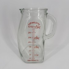 Vintage Formulette Potbelly Glass Baby Formula Measuring Pitcher 4 Cups .