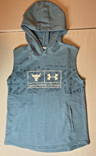 Under Armour Project Rock Blue Sleeveless Pullover Fleece Hoodie Youth Large