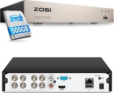 ZOSI H.265+ DVR 8CH 1080P 500Go DVR Enregistreur Alerte Instantanée App gratuite