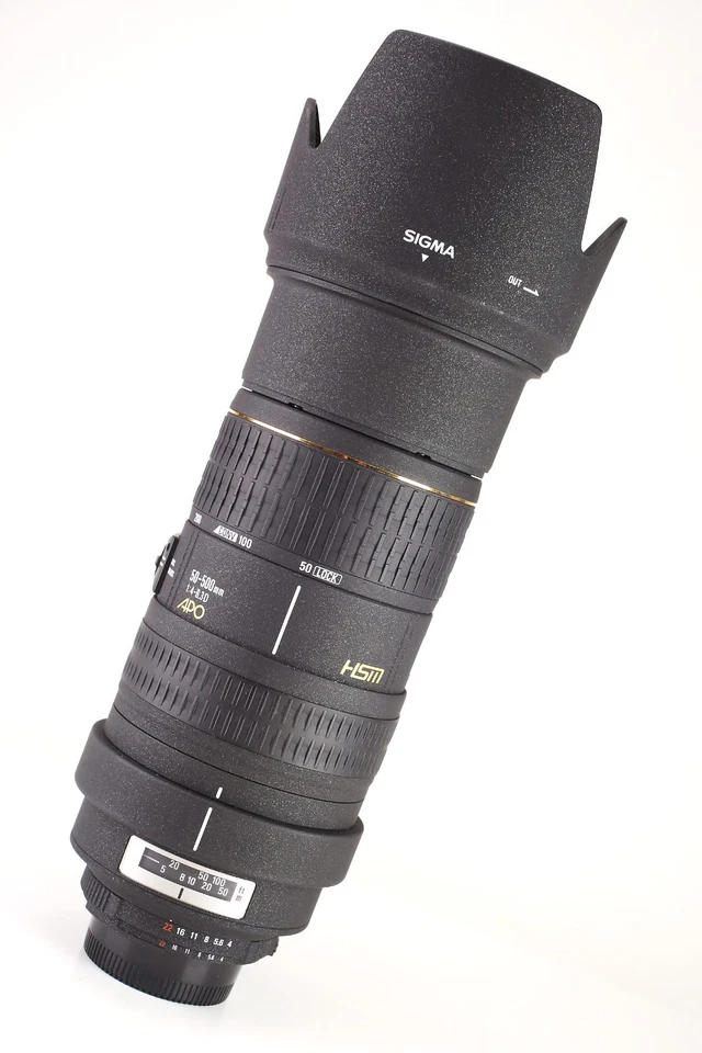 Sigma EX 50-500mm F4-6.3 D APO HSM Zoom Lens Nikon Front & Rear Cap & Hood - Image 3 of 4