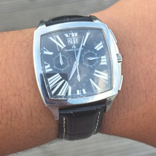 Maurice Lacroix Quartz Chronograph Date Black Dial Nw Leather Strap Batt SERVICE
