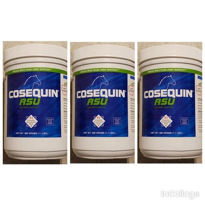 (3x) Nutramax Cosequin ASU Equine Joint Support With MSM And ASU Powder 1.1Lb ea