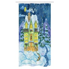 Image of Winter Stall Shower Curtain Snowy Christmas Time House