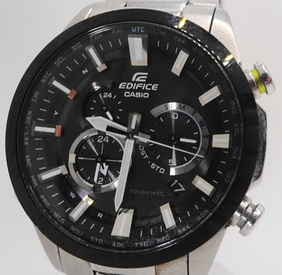 Working CASIO Edifice EQW T640 Radio Solar Watch Y252 Black