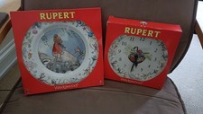 Wedgewood Rupert Bear 1988 Collectable Clock And Plate set, Boxed