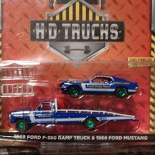 Greenlight HD Trucks 1969 Ford F-350 Ramp Truck & Mustang Blue/White New CHASE