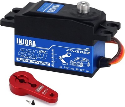 INJS022 22KG Low Profile Digital Servo and 25T Servo Horn for 1/10 RC Car Robot