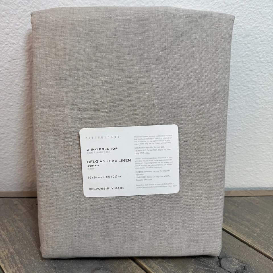 CORTINA DE LINO BELGA GRANERO DE CERÁMICA 50" X 84" ~ FILTRO DE LUZ DE BAMBÚ Foto 3 de 4