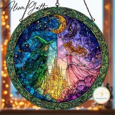 Defy Gravity Stained Glass Suncatcher, Emerald City Window Hanging