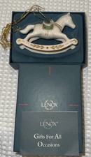 Lenox 1990 Rocking Horse Ornament Ivory China 24K Gold Trim MIB Made in USA