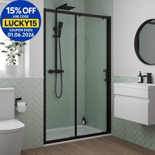 1200mm Sliding Shower Door 6mm Glass Black Framed Modern Bathroom