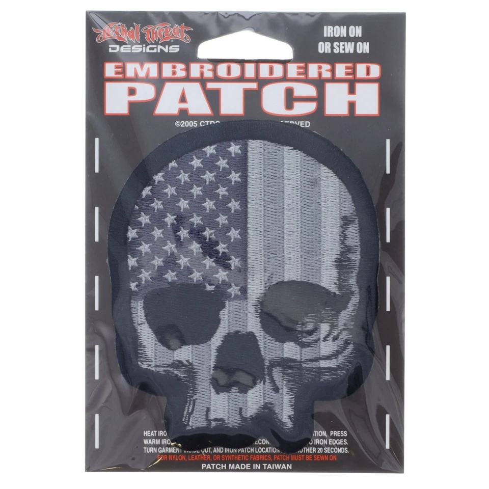 Patch bordado Lethal Threat MN32070 EUA cinza caveira - Imagem 2 de 2