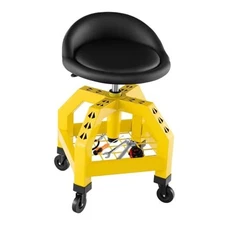  Rolling Garage Stool, 22.5”-27.5” Adjustable Mechanic Chair with Padded Yellow