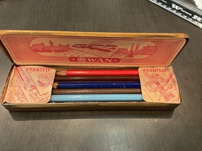 Vintage Swan STABILO 8000 Drawing Pencil Set w/ Tin Case | Germany Made