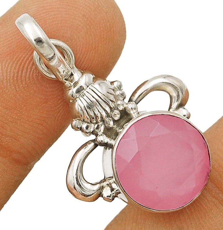 Natural Rose Quartz 925 Solid Sterling Silver Pendant Jewelry 1 1/3" Long @11-1