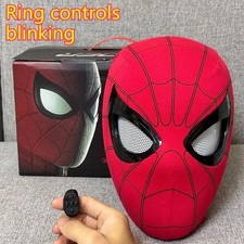 New Movable Eyes Spiderman Mask Chin Control Remote Parker Cosplay Costume