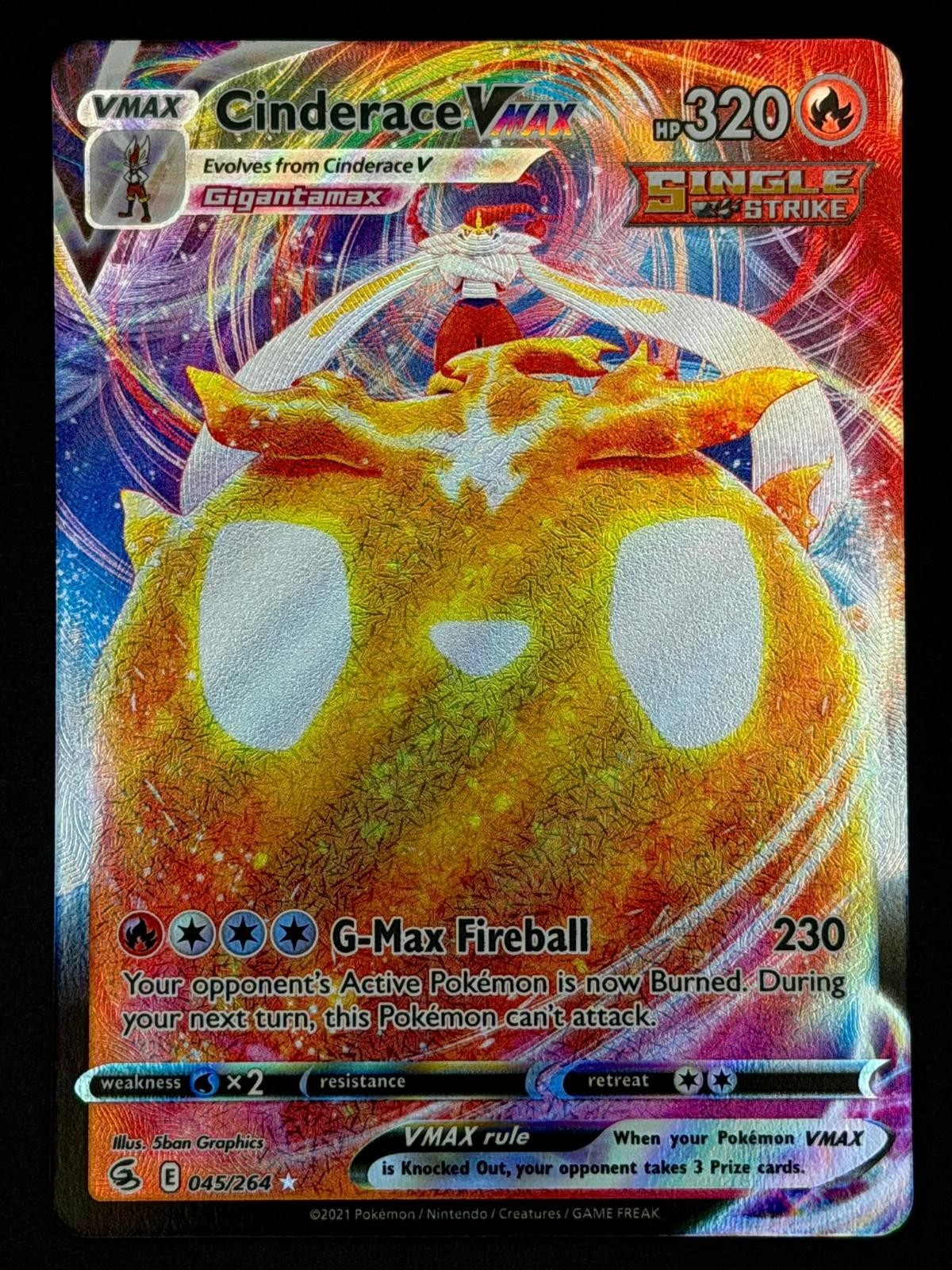 Cinderace VMAX 045/264 Holo VMAX Rare Fusion Strike Pokemon Near Mint