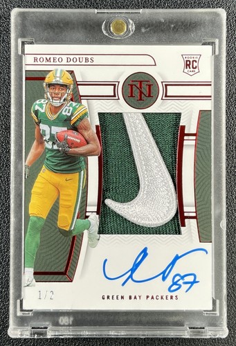 ROMEO DOUBS 2022 NATIONAL TREASURES #194 BRAND LOGO NIKE PATCH AUTO RED RC 1/2