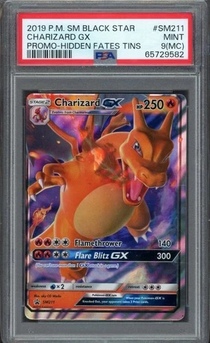 Charizard GX SM211 Hidden Fates Tins Promo MISCUT INK DOTS ERROR PSA 9 MINT MC