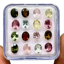 VVS 16 Pcs Natural Tourmaline 5x4mm Oval Cut Multi Color Untreated Gemstones Lot