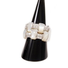 MOTHER OF PEARL CZ 925 STERLING SILVER CHUNKY VOGUE WOMEN RING GF-19989WT