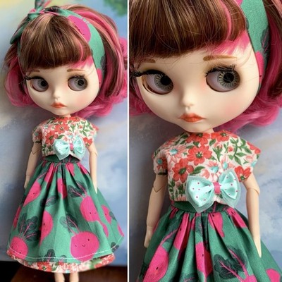 Blythe Puppenkleidung, Outfit, Doppelrock, Top, Sommer, bunt, süß