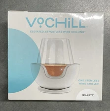 NIB VoChill Personal Stemless Wine Chiller Base Quartz Sealed Fits Up To 3.75"
