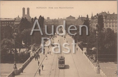 Vintage W. H. D. München Maximilianeum AK Straßenbahn topographisch