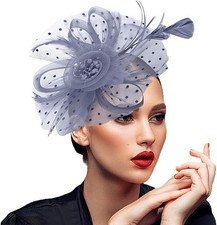 Fascinators Hats 20s 50s Pillbox Hat Cocktail Tea Party for Women One Size Grey