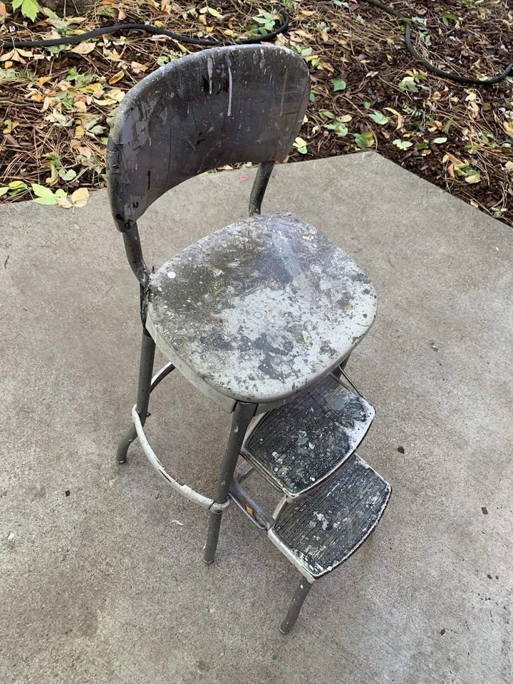 Mid  Century Cosco Retro Style Farmhouse Counter Chair/Step Stool Chrome - Image 4 of 4