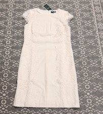 New Lauren Ralph Lauren Ivory Sheath Knee Length Dress w/ Lace Overlay - Size 8