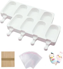 Popsicle Molds Set of 2, Cakesicles Silicone Mould Ice Cream Mold Oval Cake Pop 