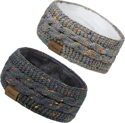 Winter Headbands for Women, Ear Warmer Headband Womens Cable Knit Fleece Lined E