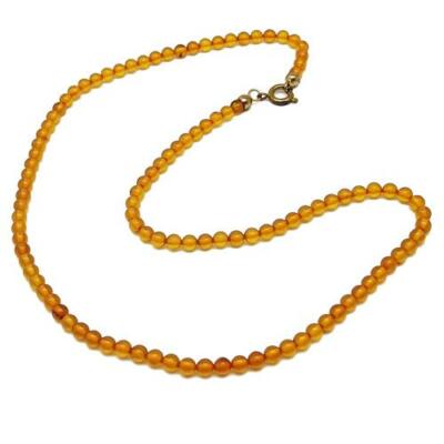 Korallen von Sardinien Halskette Bernstein Kugeln 4mm 44cm vergoldet 4gr