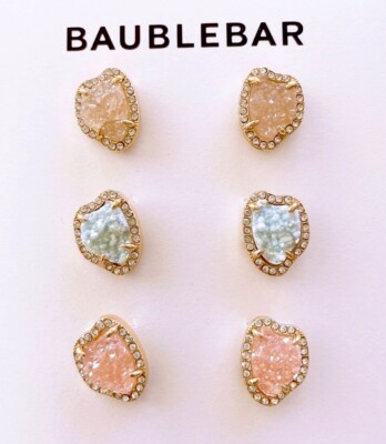 BaubleBar Adelina Druzy Earring Set, Set of 3, NWT