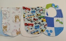 set of 3 burp pads for infants cars, dear, etc. handmade new