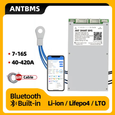 ANT SMART BMS 7S-16S 40A-420A LiFePo4 Li-ion LTO Battery Protection Board AEU