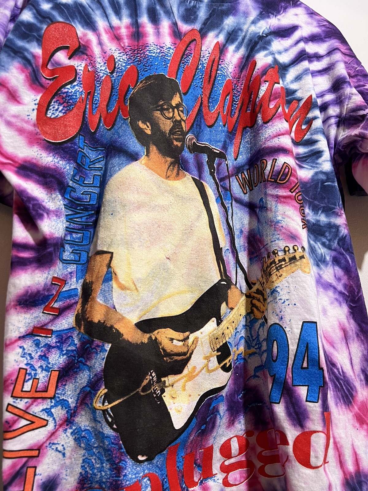Vintage RARE 1994 Eric Clapton Sold Out Unplugged Tour Tie Dye Shirt Sz XXL image 4